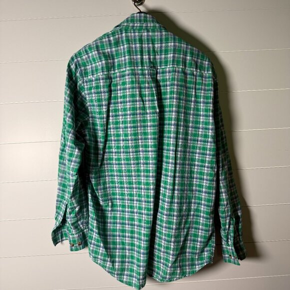 C.C. Filson Co Long Sleeve Button Down Green White Navy Plaid Sz. Large - Picture 6 of 9